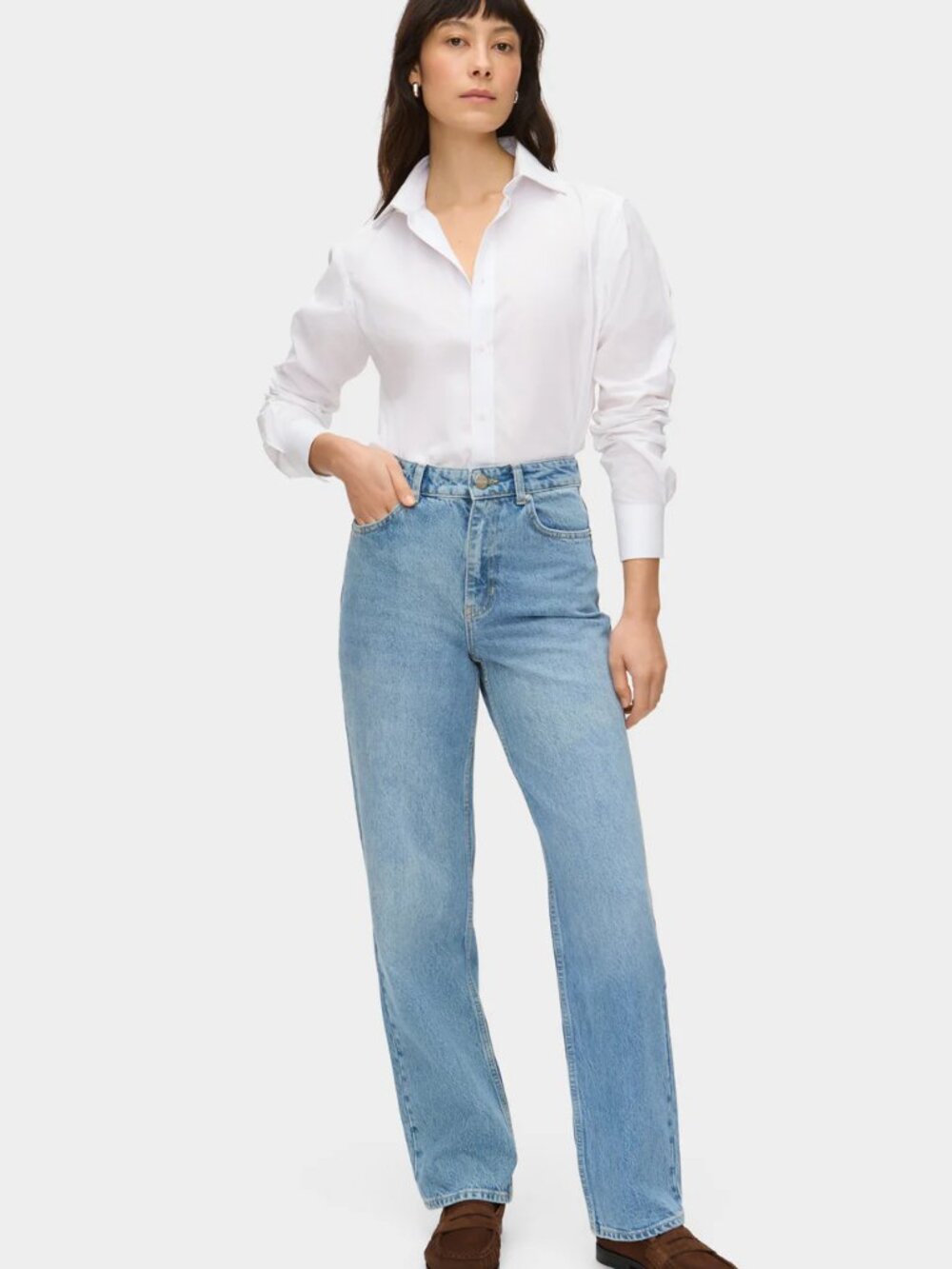 Aligne Straight Leg High-Rise Jeans in Light Blue
